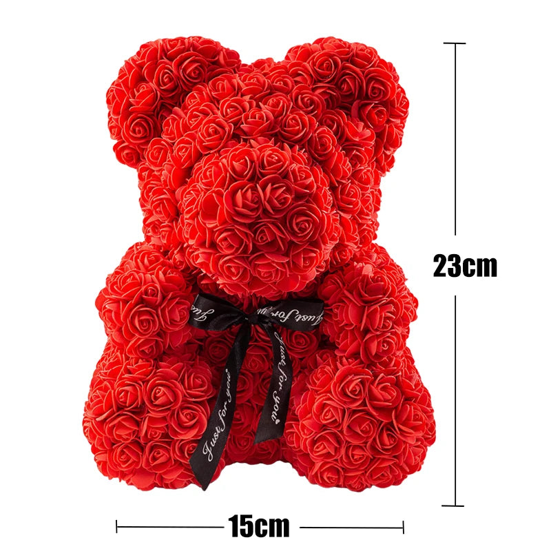 Rose Bear Artificial Flowers with LED Light Gift Box