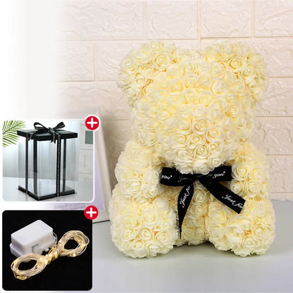 Rose Bear Artificial Flowers with LED Light Gift Box