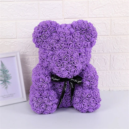 Rose Bear Artificial Flowers with LED Light Gift Box